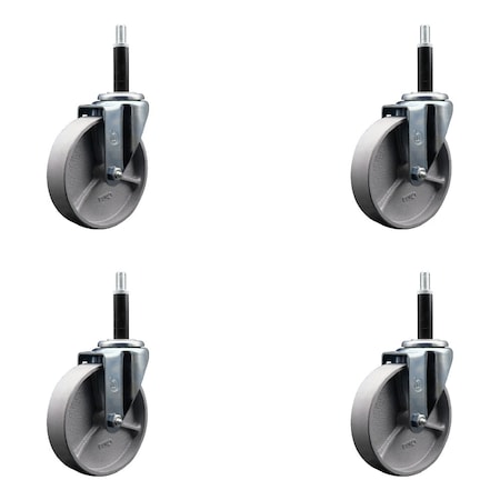 Service Caster 5'' Semi Steel Wheel Swivel 3/4'' Expanding Stem Caster Set, 4PK SCC-EX20S514-SSS-34-4